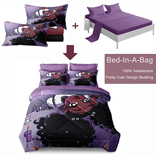 Purple Comforter Set with Sheets - Cute Princess Bedding for Girls