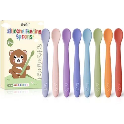 8-Piece Silicone Baby Feeding Spoons Set Soft Bendable Self-Feeding Utensils