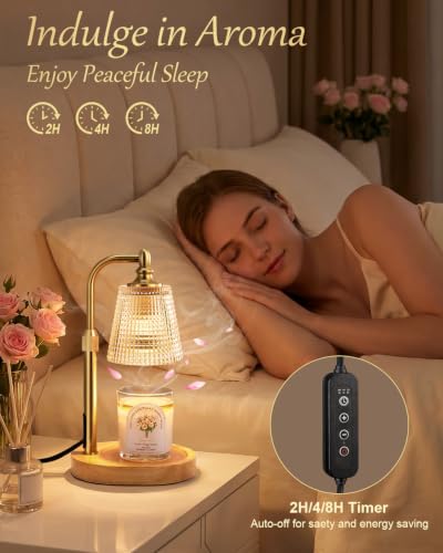 Dimmable Candle Warmer Lamp with Timer - Adjustable Height Wax Warmer