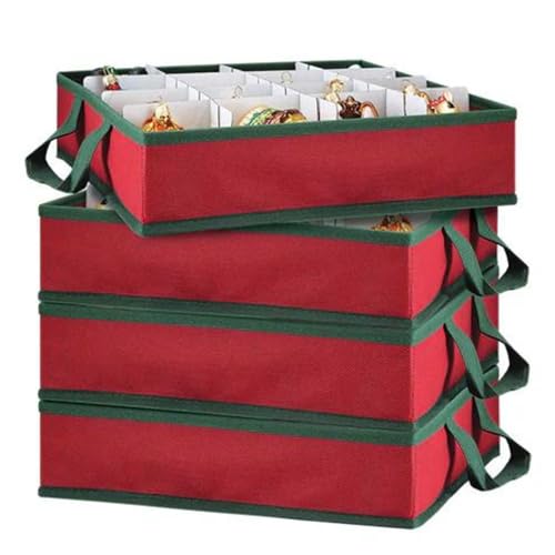 Old World Christmas Ornament Storage Box with 4 Adjustable Trays — Collapsible Organizer for Collectible Christmas Ornaments