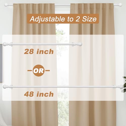 Adjustable White Curtain Rod 28 to 48 Inch - Heavy Duty 5/8" Drapery Rod