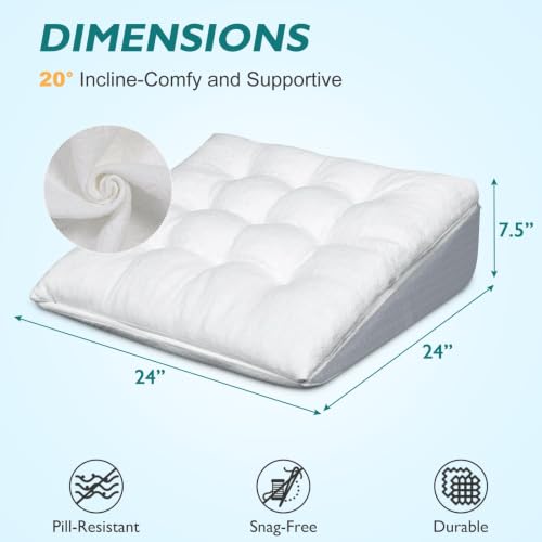 Adjustable Bed Wedge Pillow for Sleep Apnea & Acid Reflux, 7.5 Inch