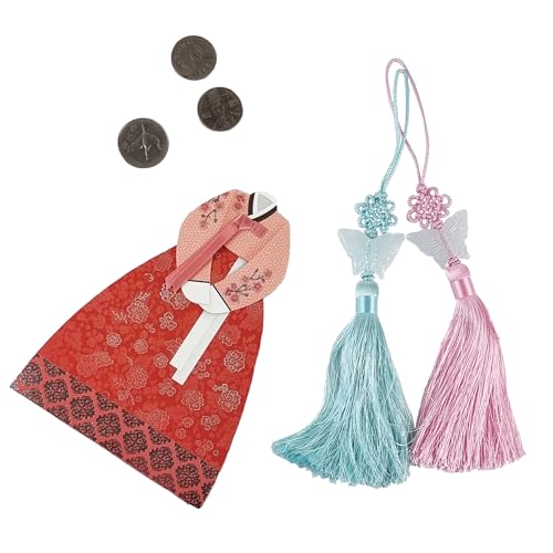 Korean Butterfly Norigae Tassel Bag Charm - Jade-Tone Resin Hanbok Ornament