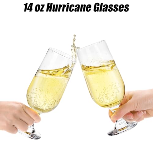 Yesland 6-Pack 14oz Hurricane Glasses - Tropical Cocktail & Drinkware Set