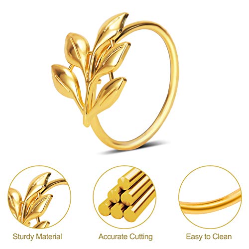KPOSIYA Ye Zi-Gold 200 Leaf Napkin Rings Set - Napkin Holder