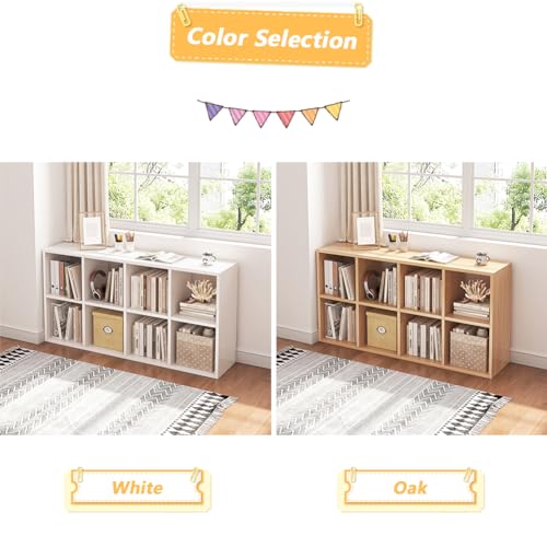 8-Cube Open Storage Organizer Bookcase, White Modular Shelf Unit