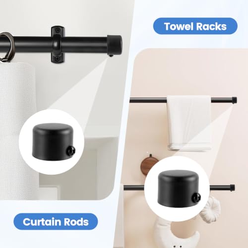10 Pcs Round Curtain Rod Finials, 1.1 Inch Drapery Pole End Caps - Black
