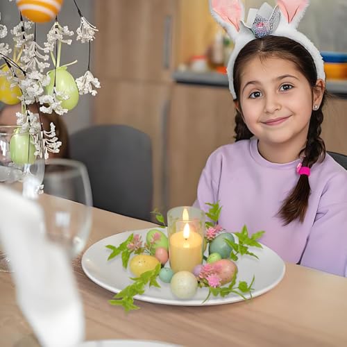 3-Pack Easter Egg Candle Rings - 9" Spring Mini Wreaths for Table Decor