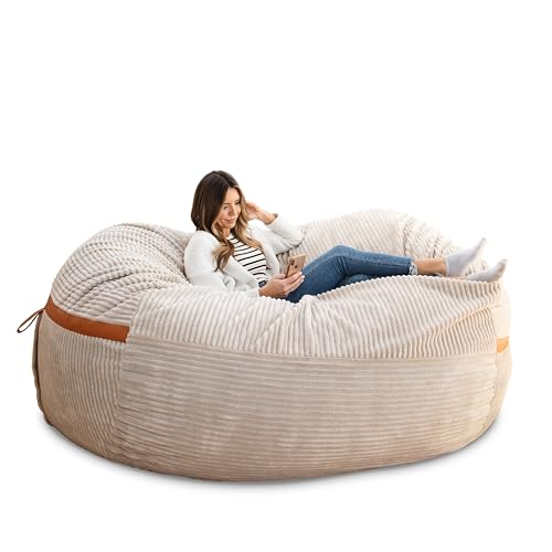 Giant 7-Foot Foam Bean Bag Chair, Oversized Plush Lounge Couch