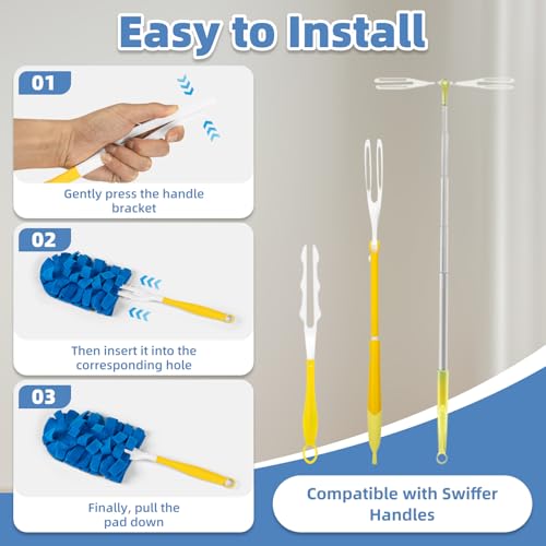 Reusable Microfiber Duster Refills with Handle & Laundry Bag (6 Pack)