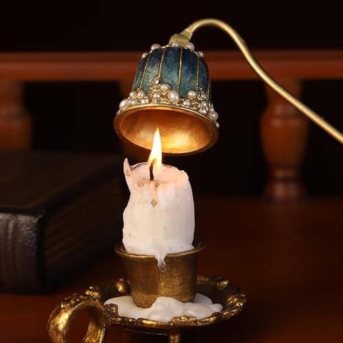 Elegant Candle Snuffer with Pearl Inlay & Metal Handle