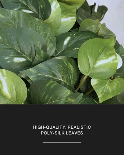 32-Inch Artificial Pothos Ivy Plant with Minimalist Pot, Variegated Silk
