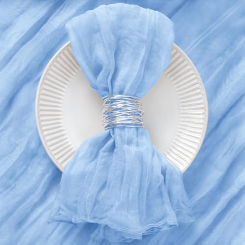 50-Pack Baby Blue Cheesecloth Napkins, 21x21 Inch Reusable Gauze Table Linens