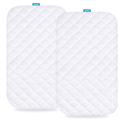 Biloban Waterproof Bamboo Bassinet Mattress Pad Cover for Baby Delight, 2 Pack