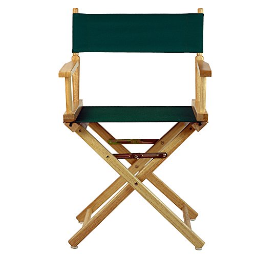 Foldable Solid Wood Director's Chair, 18-Inch Seat, Hunter Green
