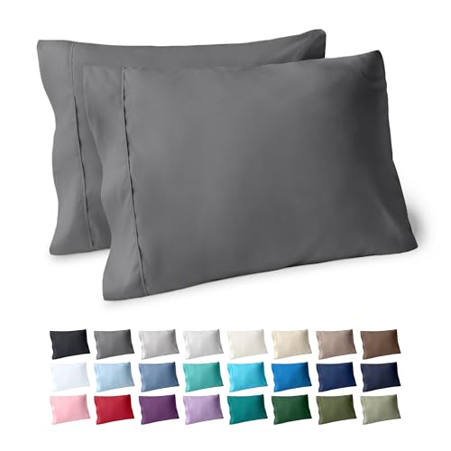 Bare Home Ultra Soft Microfiber Pillowcases - Set of 2, Standard Grey