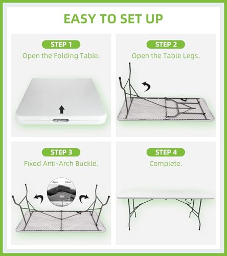 6ft Heavy Duty Folding Table - Portable White Plastic Table for Events (4 Pcs)