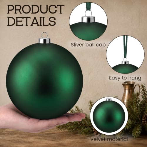 Yunlly 9-Piece Green Christmas Ornaments Set - Large 6 Inch Mixed Finish Decorations