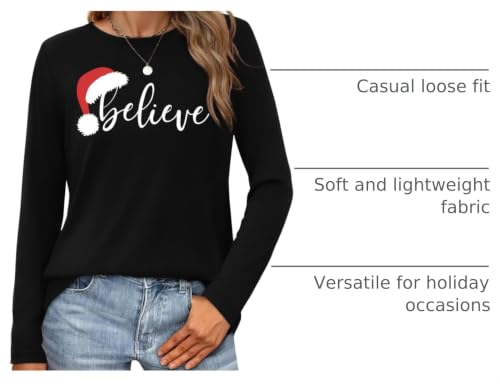 MEESHEEP Women's Christmas Long Sleeve Plaid Shirt Small Black Christmas Tree Graphic Blouse