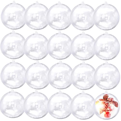 20PCS 80mm Clear Fillable Ornaments, Shatterproof Acrylic Baubles for DIY Crafts