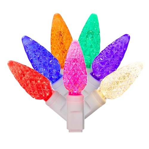 Vickerman Multi-Colored LED Set 50 Light C6 on White Wire - Energy-Efficient Christmas Lights