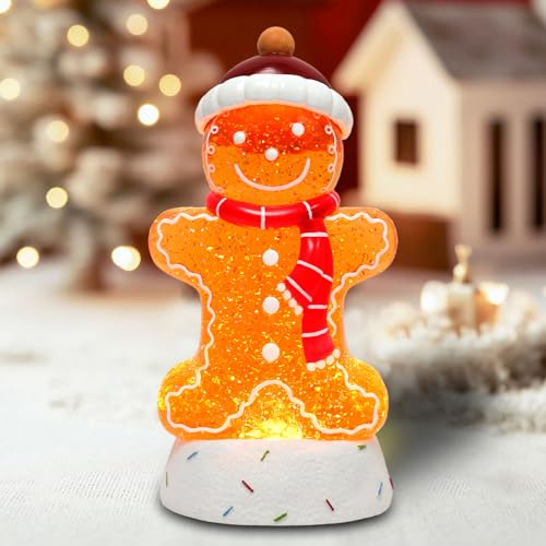 Gingerbread Musical Christmas Snow Globe Lantern with LED Lights & 6H Timer