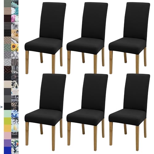 Stretch Dining Chair Covers 6 Pack - Washable Slipcovers for Parson Chairs