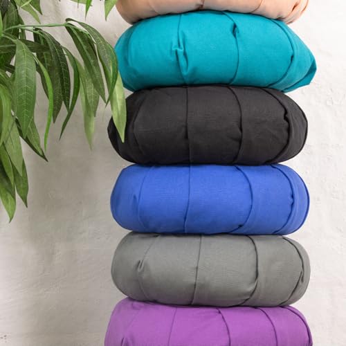 Zafu Yoga Meditation Cushion, Round Cotton Floor Pillow with Buckwheat Filling