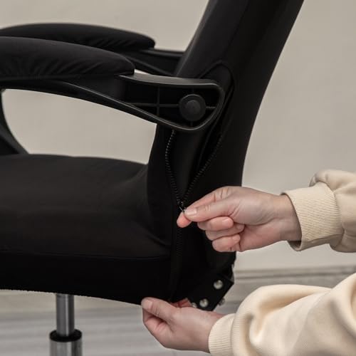 Universal Stretch Desk Chair Cover with Arm Covers - Black
