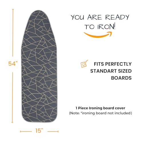 Heavy Duty Ironing Board Cover and Pad 15x54 Inch, Heat Reflective Cotton