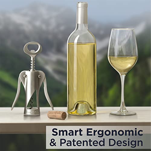 Deiss LUX Silver Wing Corkscrew Wine Opener with Built-in Bottle Opener