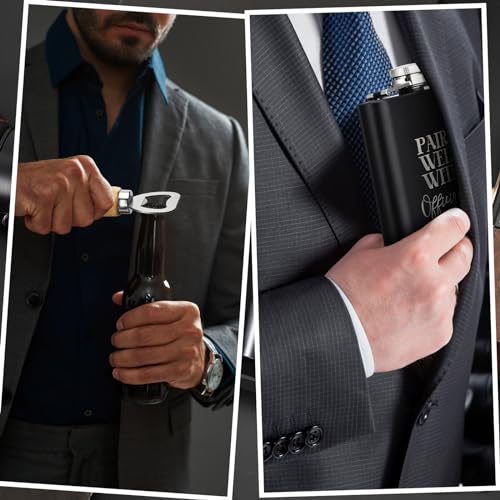 Black SiliFine Officiant Proposal Gift Set with Hip Flask, Shot Glasses & Funnel