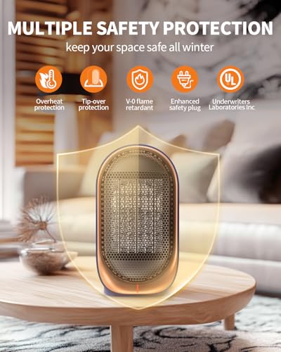 Portable Electric Space Heater for Indoor Use with Overheat Protection