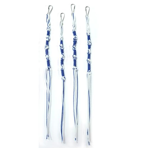 Blue and White Polyester Tassel Set - 4-Piece Decorative Fringe Accessory