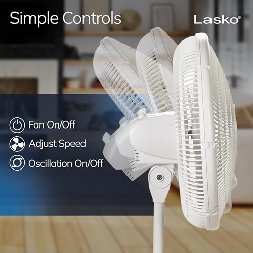 Lasko 47" Oscillating Pedestal Fan - 3 Quiet Speeds White Standing Fan