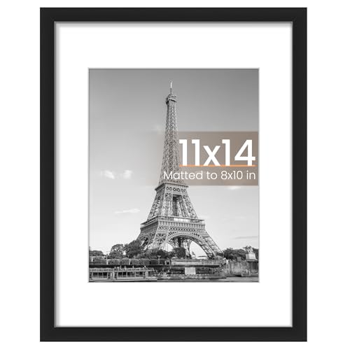 Upsimples 11x14 Picture Frame, Black Wall Decor Frame with Mat for 8x10 Photos