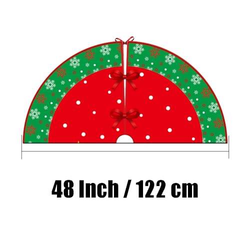 Large Christmas Tree Skirt 48 Inch with Red & Green Holiday Pattern, Easy Install & Washable