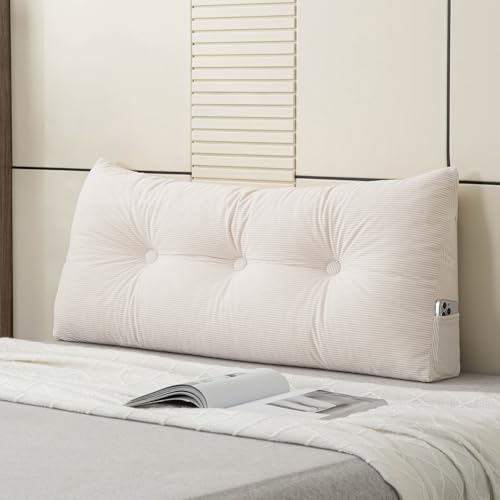 Twin XL Wedge Reading Pillow with Side Pockets | Dorm Bed Comfort