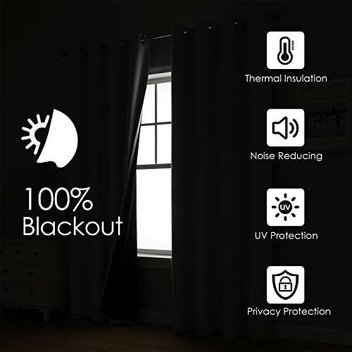 100% Blackout Curtains 2-Panel Set - Thermal Grommet Window Drapes (42 x 63 in)