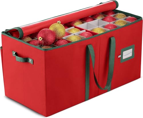 Large Christmas Ornament Storage Box with Dividers for 128 Ornaments