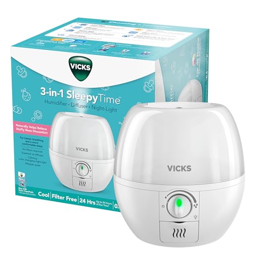 3-in-1 Cool Mist Humidifier, Essential Oil Diffuser and Night Light for Nursery