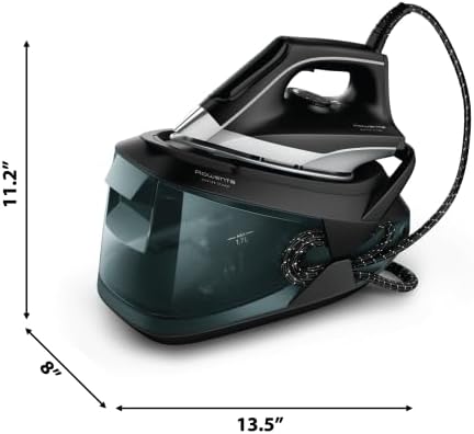 Rowenta Iron Steamer - Professional Steam Station with Stainless Steel Soleplate | 1750 Watts, 57 Oz, Black/Green