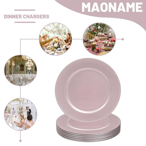 Pink Charger Plates Set of 12 - Round Beaded Rim Tableware