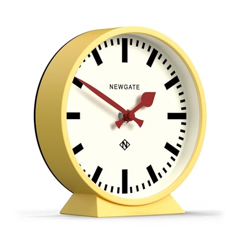 Modern Round Railway Desk Clock - Silent Quartz Yellow Table Clock