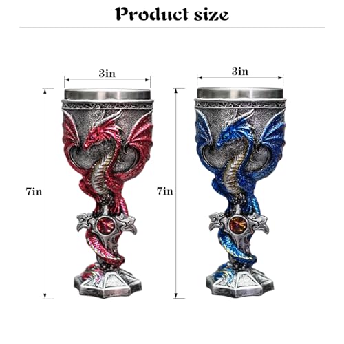 Medieval Dragon Wine Goblet with Stainless Steel Lining, 7oz Fantasy Chalice