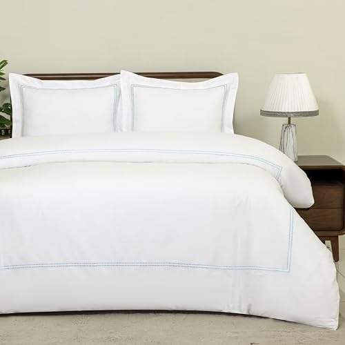 100% Cotton Sateen Embroidered Duvet Cover Set with 2 Pillow Shams