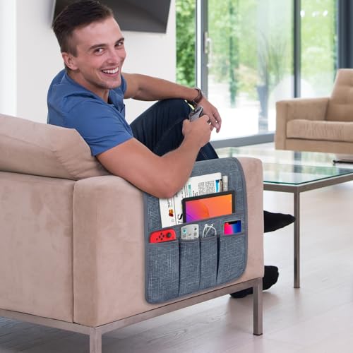 Non-Slip Couch Armrest Organizer with 5 Pockets for Remote and Essentials