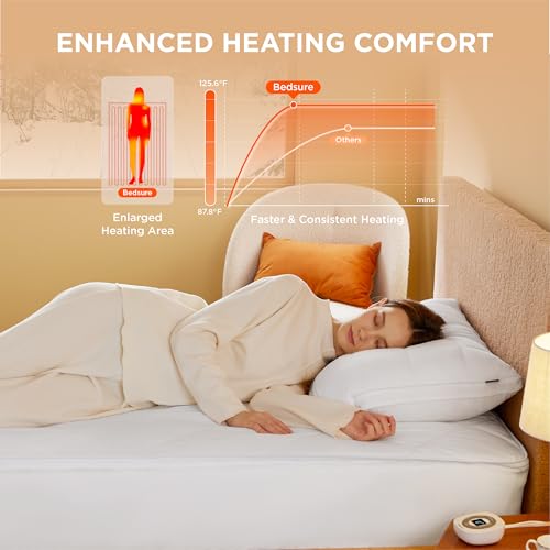 Heated Mattress Pad Twin - Fast Heating, 10 Settings, 18" Deep Pocket