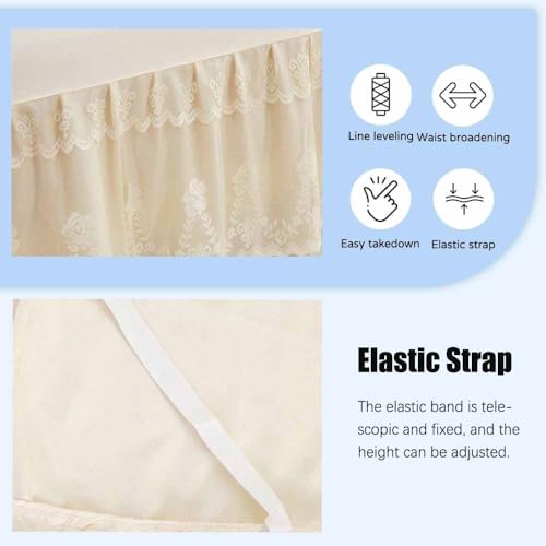 Double Lace Wrap Around Bed Skirt - 17 Inch Drop Easy Fit Ruffle Bedskirt