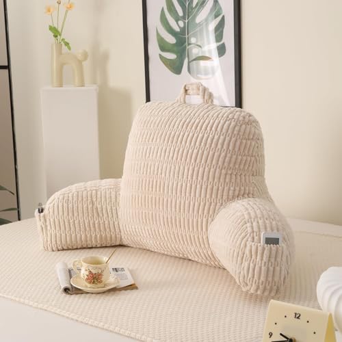 Ergonomic Reading Pillow with Armrest - 17" Back Support for Bed